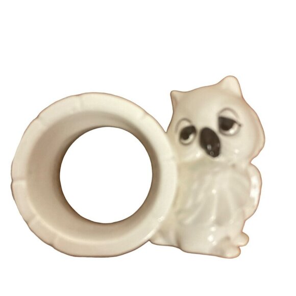 Schmid Bros Animal Napkin Rings Set Of 6 White Ceramic Raccoon Owl Mouse in Box - Picture 6 of 14
